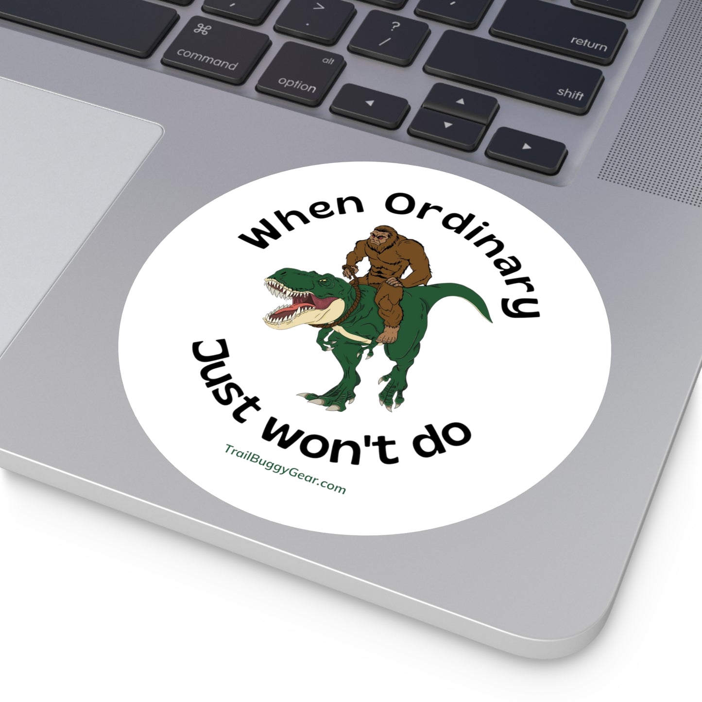 Adventure Awaits Sticker: Bigfoot & T-Rex Edition