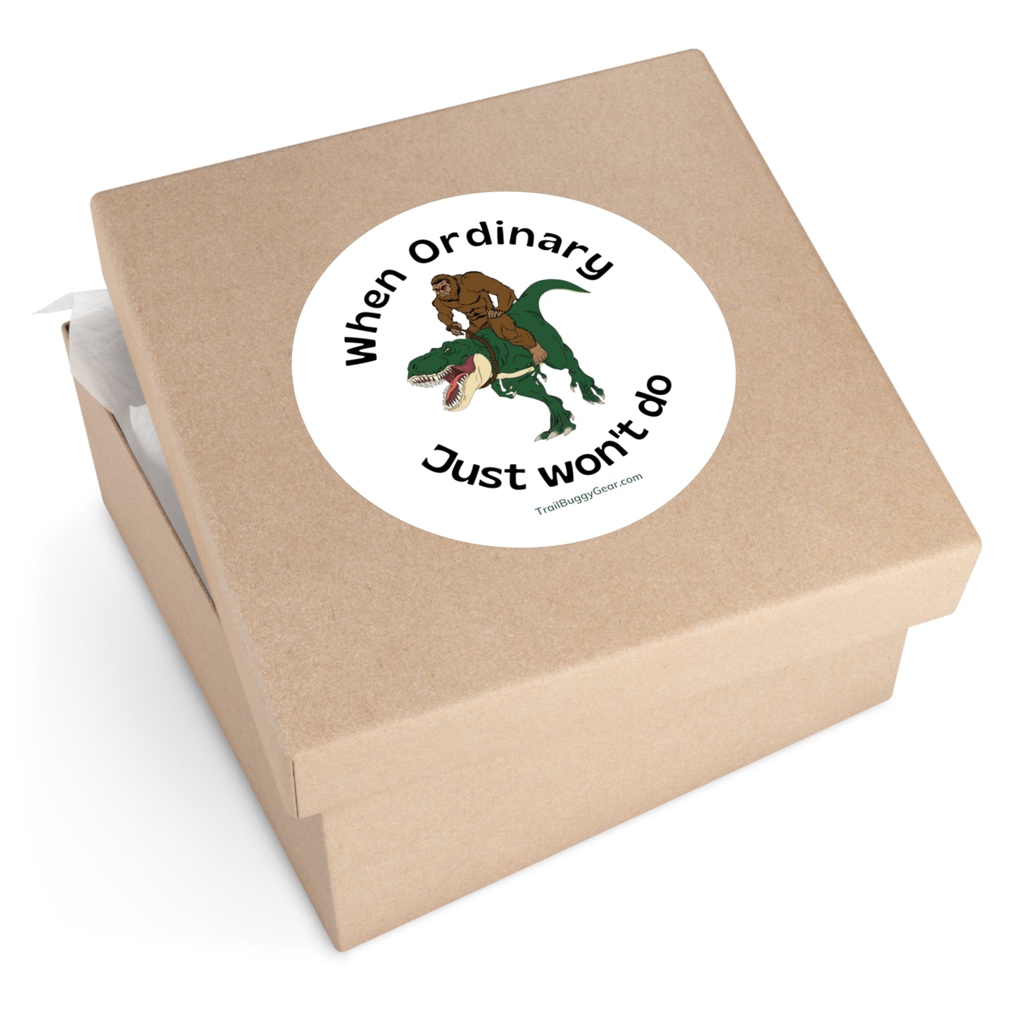Adventure Awaits Sticker: Bigfoot & T-Rex Edition