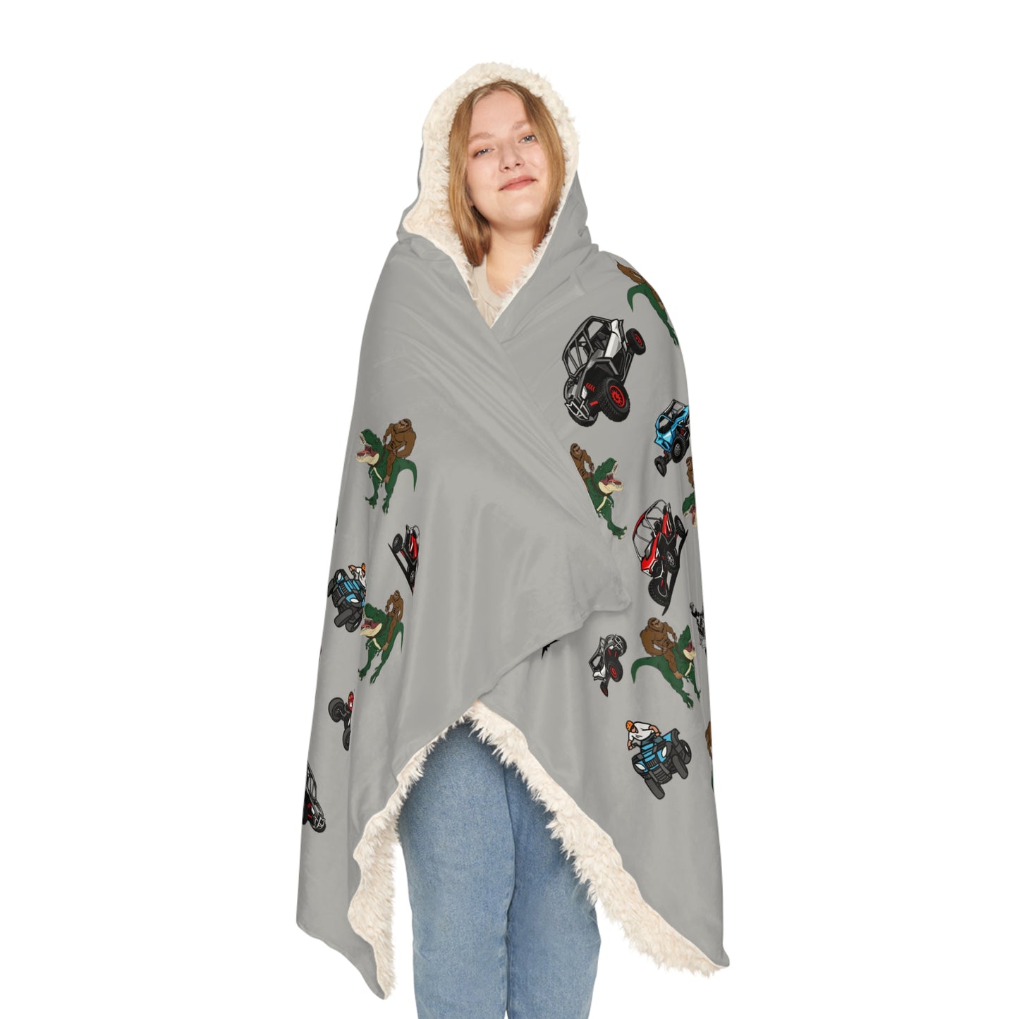 Bigfoot, T-Rex, and UTV Adventure Hooded Blanket