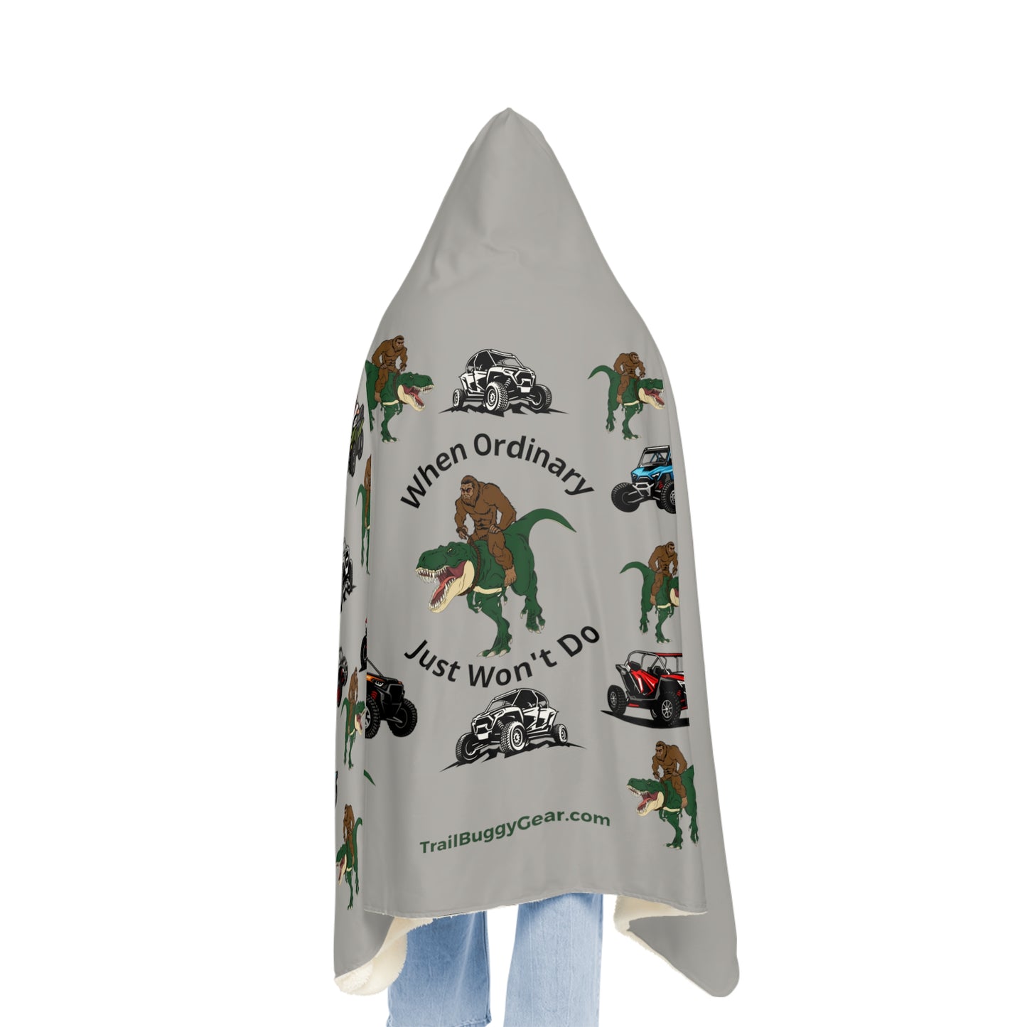 Bigfoot, T-Rex, and UTV Adventure Hooded Blanket