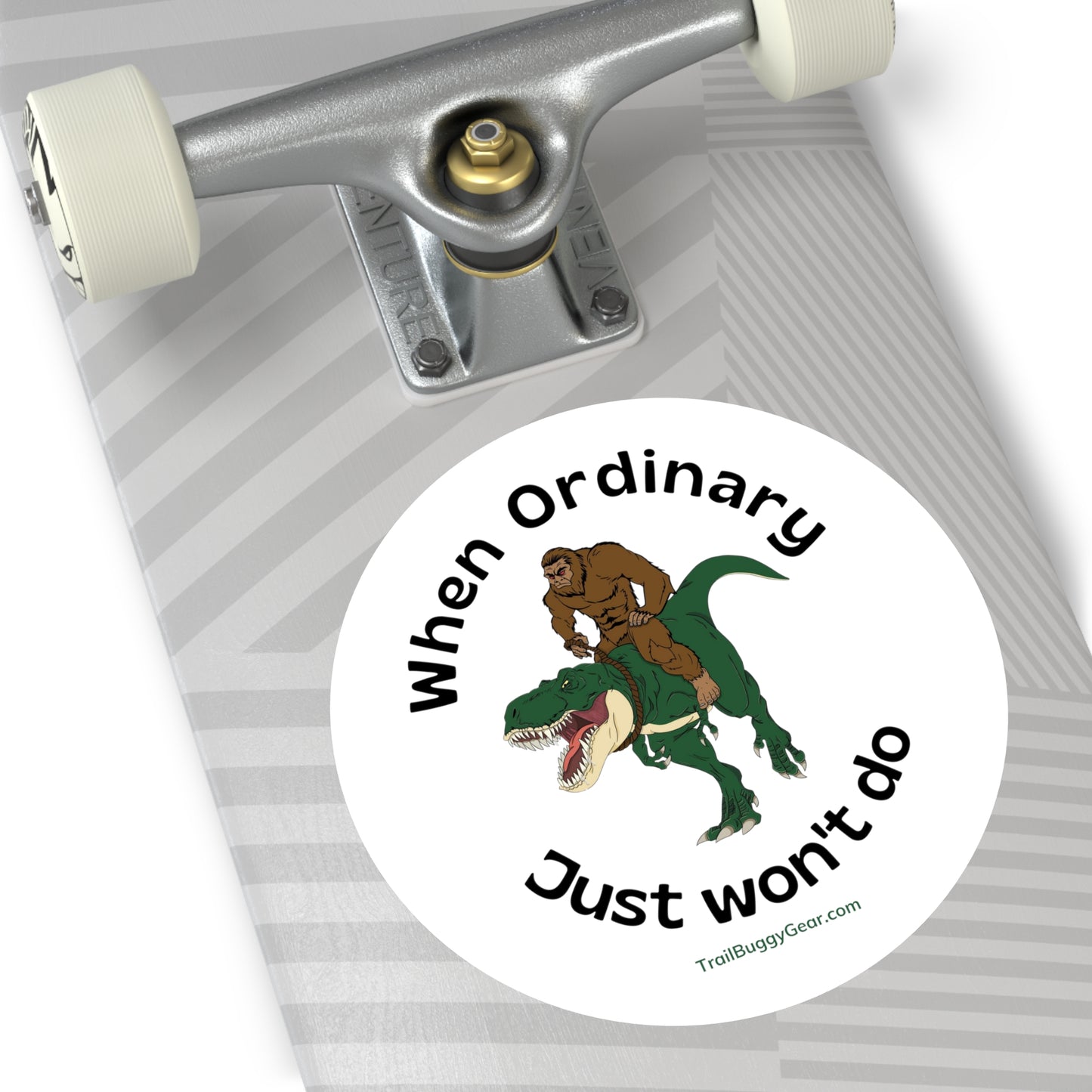 Adventure Awaits Sticker: Bigfoot & T-Rex Edition