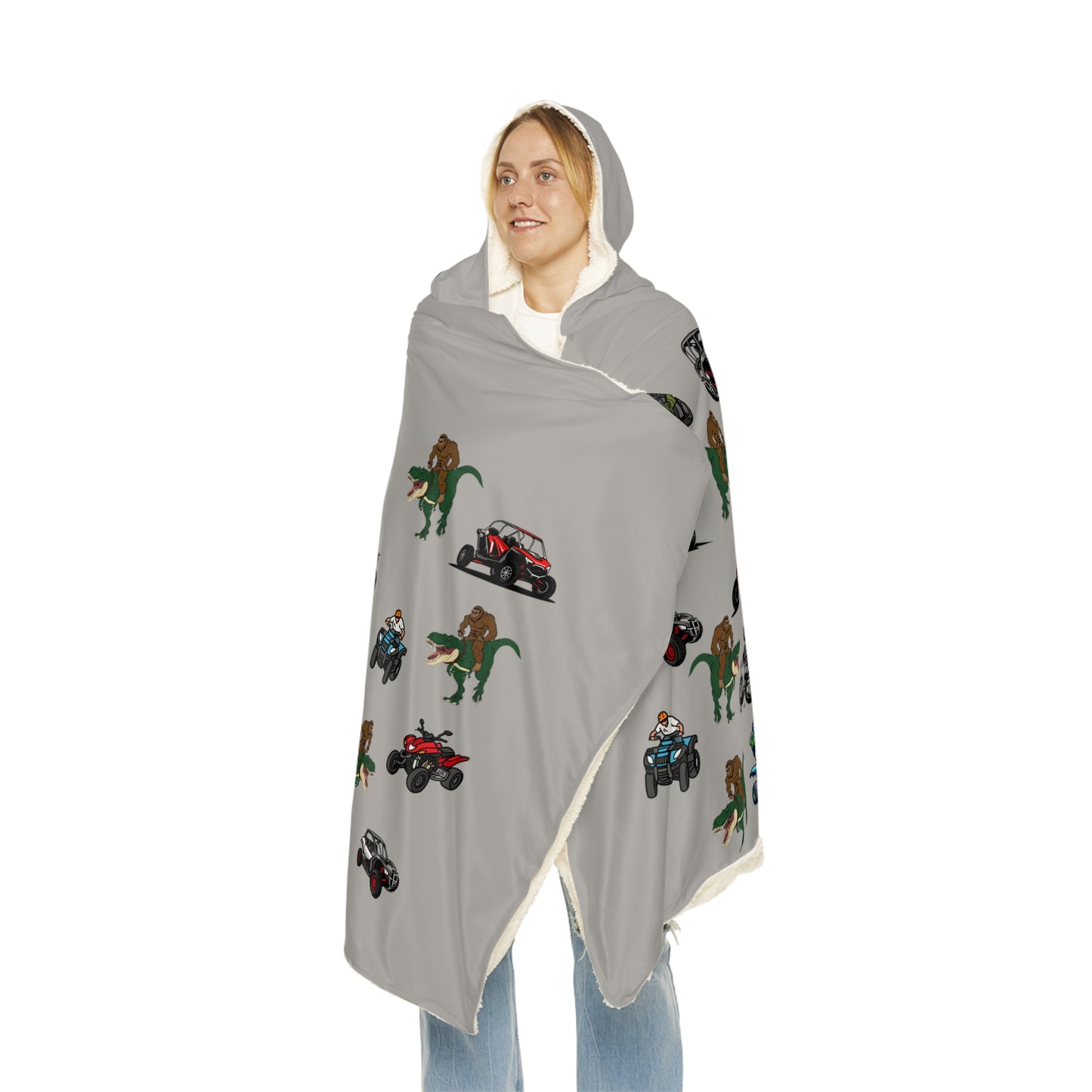 Bigfoot, T-Rex, and UTV Adventure Hooded Blanket
