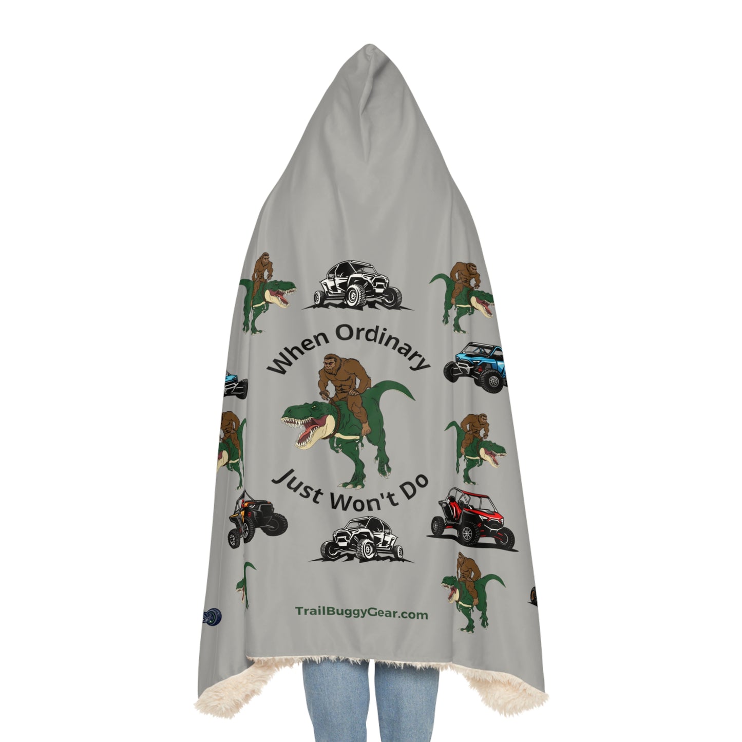 Bigfoot, T-Rex, and UTV Adventure Hooded Blanket