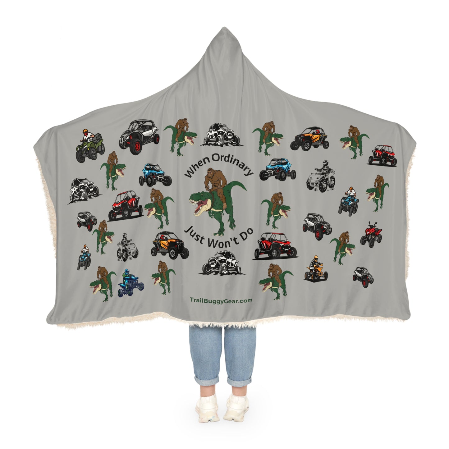 Bigfoot, T-Rex, and UTV Adventure Hooded Blanket